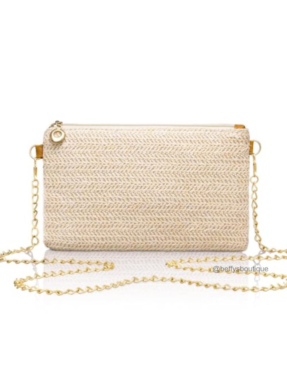 Hand-Woven Raffia Straw Clutch Crossbody Bag Wristlet Summer Purse